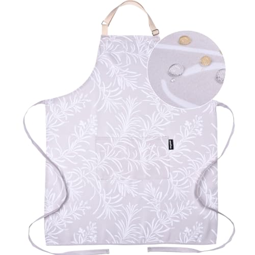 Premium Adjustable Light Beige Cooking Aprons for Women with Pockets
