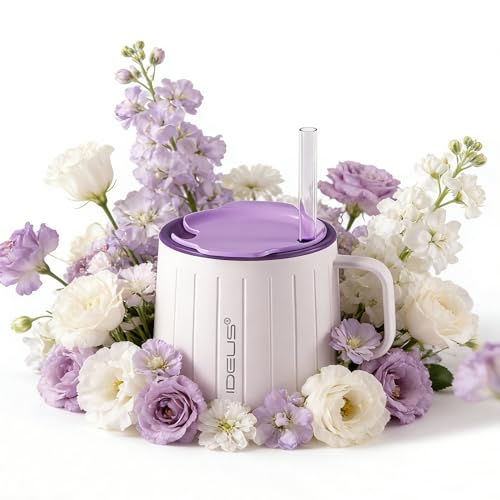 14 oz Insulated Coffee Mug with Lid and Straw