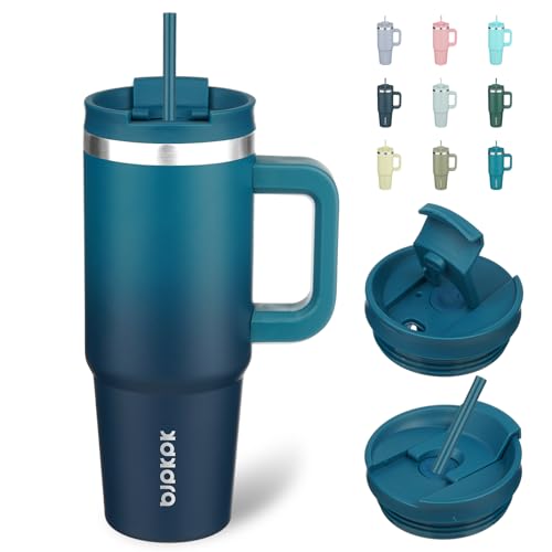 30 oz Insulated Tumbler with Handle & Straw