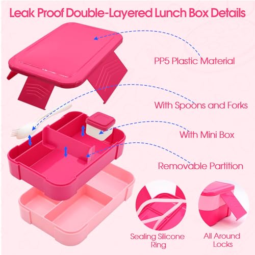 Lunch Box for Girls with 10oz Thermo 6 Compartment Bento Set
