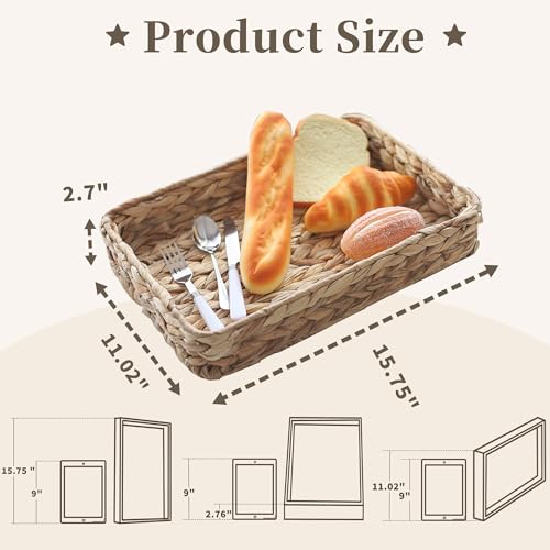 Water Hyacinth Woven Serving Tray Rectangular Hand