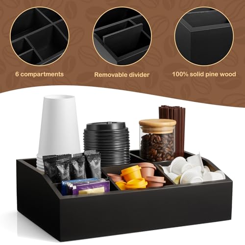 Black Coffee Station Organizer for Countertop