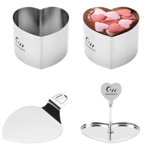 2pcs Seamless Cake Ring Heart Shaped Mousse Baking Mould Stainless Steel Food Mold Including 2 heart