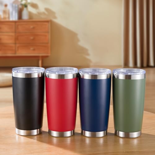 20 oz Tumblers Bulk Stainless Steel Tumbler with Lid Double Wall Vacuum Insulated Coffee Mug 20oz Powder Coated Cup for Hot and Cold Drinks (6 Count)