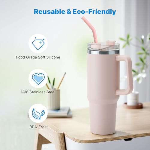 Metal Straw with Silicone Tip for 40oz Stanley Cup