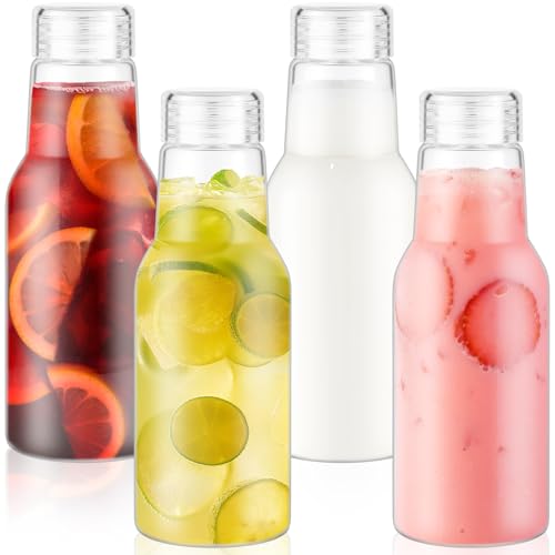 17 Oz Glass Juice Bottles with Lids (4 Count)