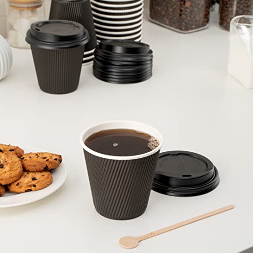 Coffee Cups 500 Pack of 8 oz Paper Ripple Wall Espresso Cups Insulated Leakproof Disposable (500 Count)