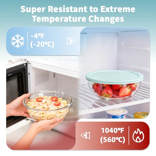 Glass Mixing Bowl with Lids Set of 5 (5 Count)