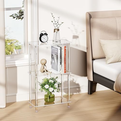 Clear Acrylic Narrow Side Table for Small Spaces (3 Count)