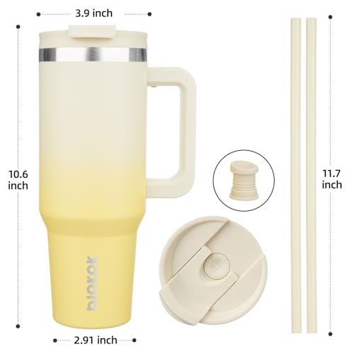 40 oz Insulated Tumbler with Handle & Straw
