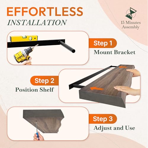 24'' Live Edge Floating Shelves for Wall (2 Count)