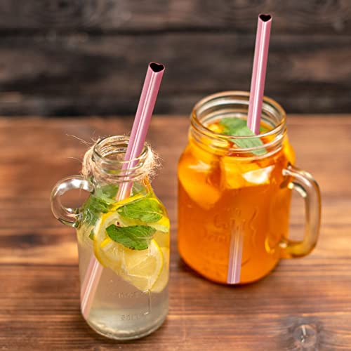 8.5” Heart Shaped Stainless Steel Straws Fit for Smoothie (16 Count)