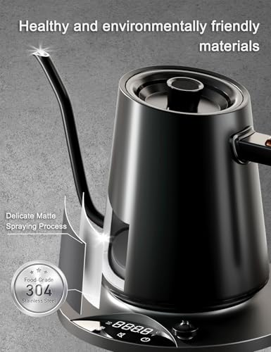 Electric Kettles Gooseneck Electric Kettle with 1°F Precision Temp Control Fast Boiling Pour Over Coffee & Tea Kettle