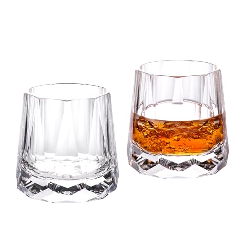 Crystal Whiskey Glasses Set of 2 Handcrafted Old Fashioned Glasses