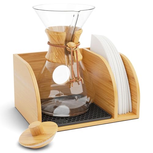 Pour Over Caddy with Lid for Chemex Bodum Cosori Coffee Makers Black