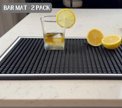 Bar Mat White Frame 18x12 in 2 Pack Silicone (2 Count)