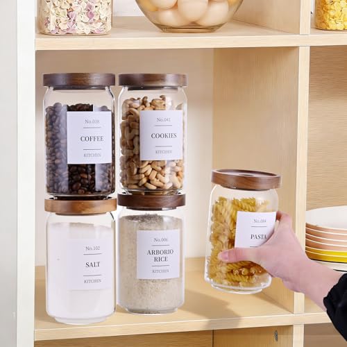 Glass Pantry Storage Jars with Acacia Airtight Lid (6 Count)