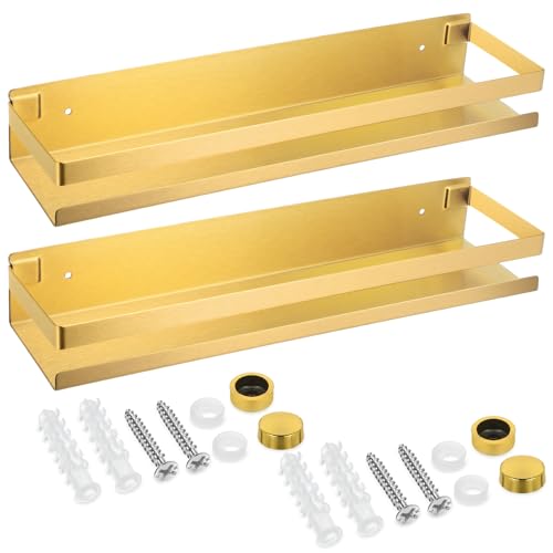 2 Pieces Stainless Steel Shelf Bathroom Shower Floating Shelves Wall Mounted Shower Caddy Basket Shelf Storage Organizer Shelves for Bathroom (2 Count)