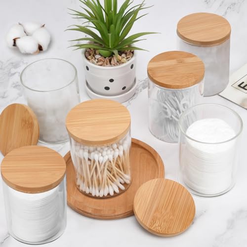 6 Pack Glass Qtip Holder Dispenser for Cotton Ball (8 Count)