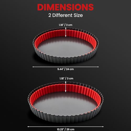 Tart Pan 9 Inch 10 Inch Removable Bottom (2 Count)