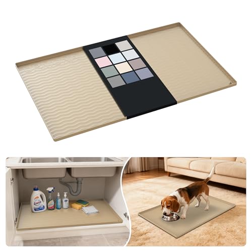 Waterproof Silicone Under Sink Mat 34'' x 22'' Shelf Liner for Kitchen and Bathroom