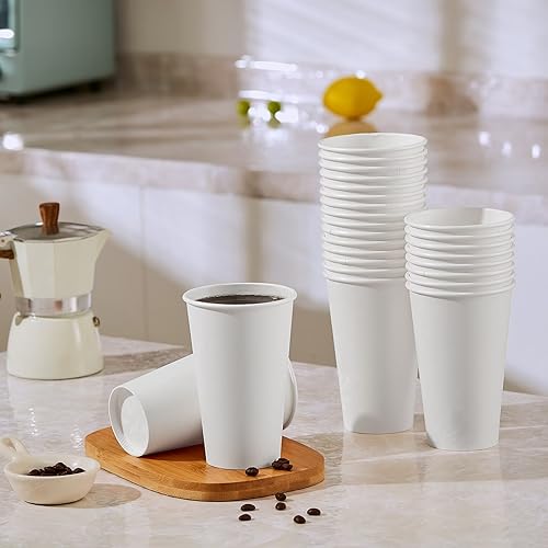 210Pack 16oz Disposable Paper Coffee Cups White Hot Coffee Cups (210 Count)