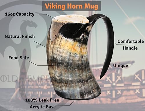 OLDEMPEROR Viking Drinking Horn Mug