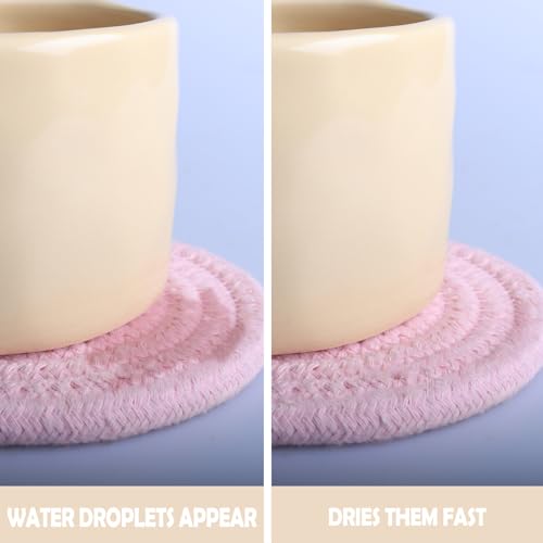 4.8" Sakura Pink Cotton Coasters for Drinks Set of 2 (2 Count)