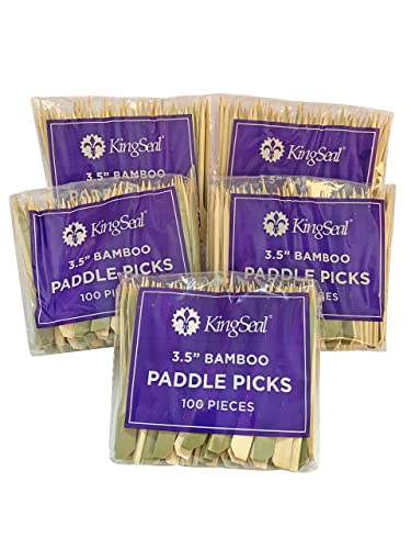 500 Count KingSeal Natural Green Bamboo Wood Paddle Picks