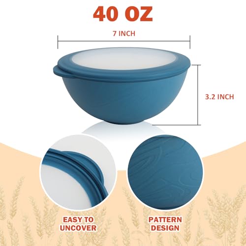 Wheat Straw Bowls with Lids Set of 4
