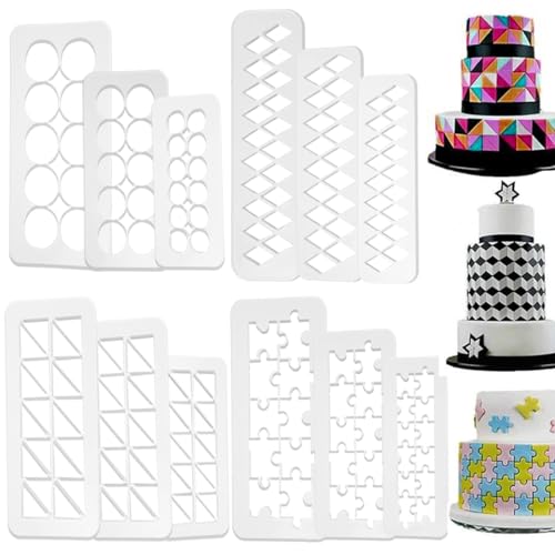 12 Pcs Square Fondant Cutter Puzzle Fondant Cutters (12 Count)