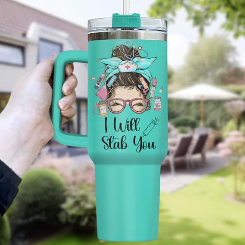 Nurse Life Funny Will Stab You 40 oz Tumbler with Handle