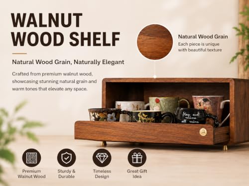 Wooden Coffee Station Storage Rack with Drawers