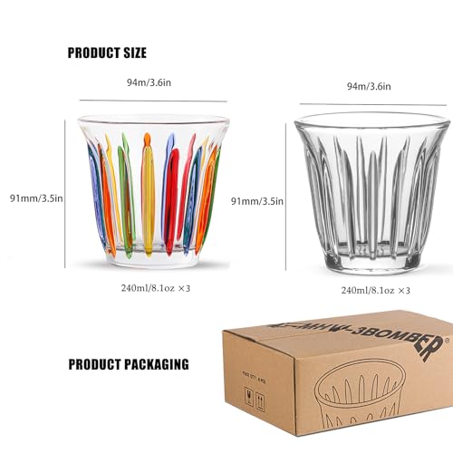 Espresso Coffee Glasses Set of 6 Drinking Glasses 8.1OZ Latte Glasses for Beverage (6 Count)