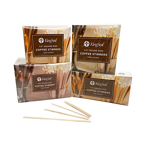 1000 Count KingSeal Natural Birch Wood Coffee Beverage Stirrers