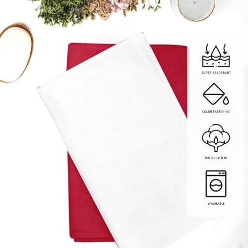 Kitchen Towels Cotton Solid Dish Cloths Kitchen Hand Towel Reusuable Dish Towel for Cleaning Tea Towels Set with Hanging Loop (6 Count)