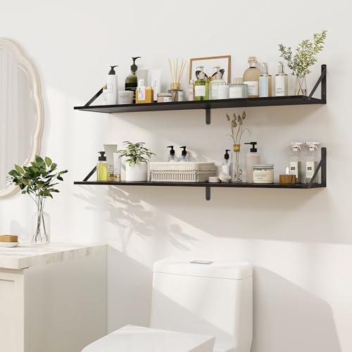 Black Deep Floating Shelves for Wall (2 Count)