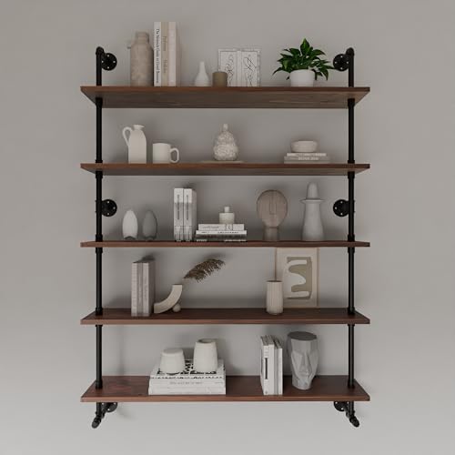 Industrial Pipe Wall Shelves Pipe Shelving with Real Wood Plank