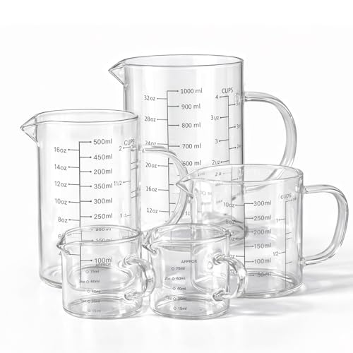5 Pack Glass Measuring Cup Set