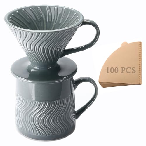 Pour Over Coffee Maker with 100 Sheets of Paper Filter