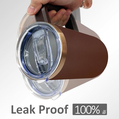 22oz Insulated Coffee Mug Bulk with Handle and Lid Brown (4 Count)