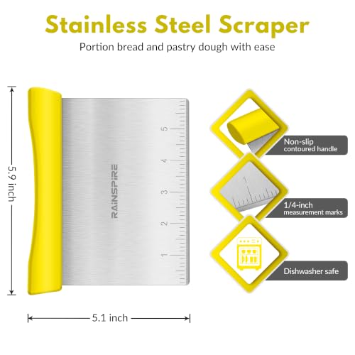 Multi Purpose Stainless Steel Bench Scraper Dough Blender & Pastry Cutter