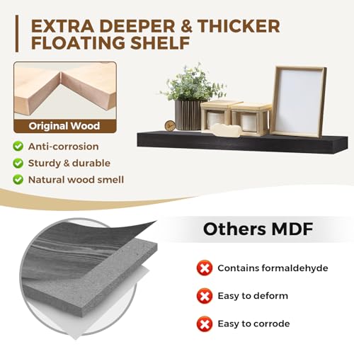 Solid Wood Floating Shelves (2 Count)