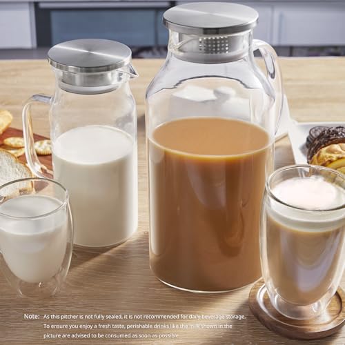 2.6 Liter 88 oz Glass Pitcher with Lid and Handle