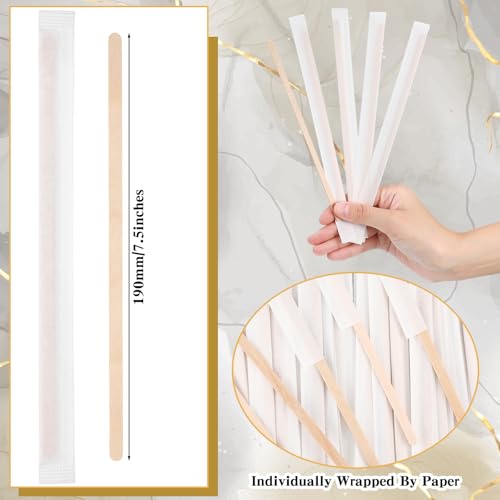 3000 Pcs Individually Wrapped Wooden Coffee Stirrers (3000 Count)