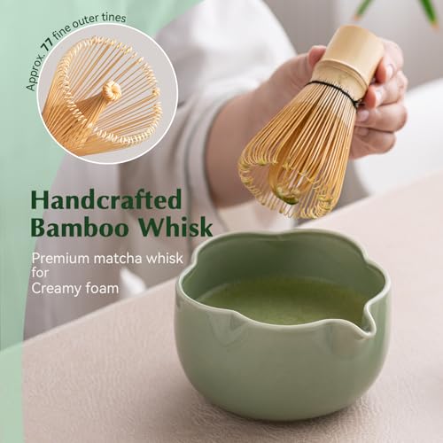 Matcha Set 8Pcs Floral Ceramic Matcha Kit with Matcha Whisk