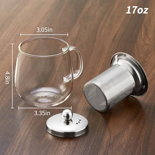 Glass Tea Cup with Infuser and Lid