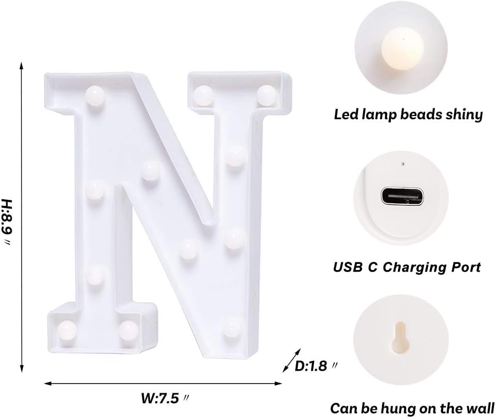 Rechargeable LED Letter Lights Sign Marquee Light Up Letters Sign for Night Light Wedding (27 Count)