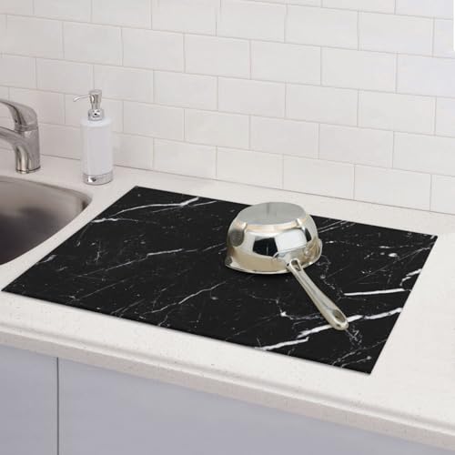 Black Marble Dish Drying Mat