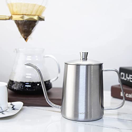 Gage Gooseneck Pour Over Coffee Kettle 20 oz Stainless Steel Hand Drip Long Narrow Spout